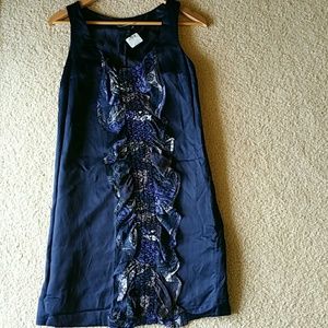 Club Monaco Navy Blue Paula Cotton Silk Dress 4